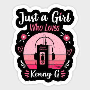 Just A Girl Who Loves Kenny G Retro Headphones Sticker